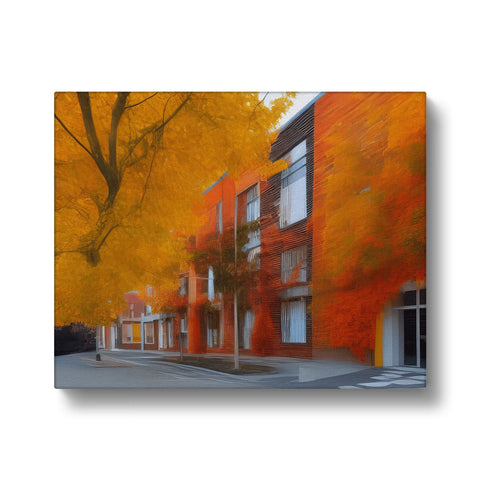 A beautiful fall foliage picture printed on a large painting.