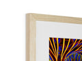 a picture in a rectangular wooden box filled with art print hanging on a wooden frame