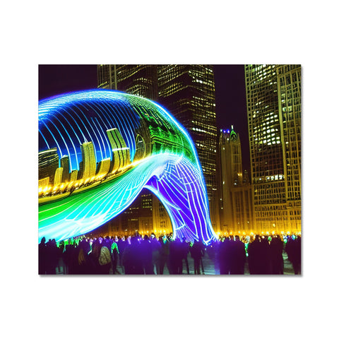 a beautiful bridge has lighted signs on it with a large city lighted building and