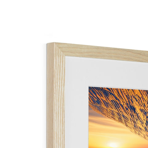 A beautiful close up of a photo with a wooden frame attached to it.
