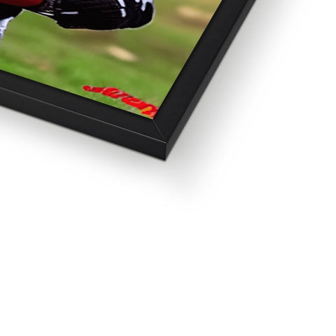 A softcover photograph on a hard surface that a baseball player is playing on.