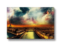 A mouse pad printed photo with a city skyline view of France