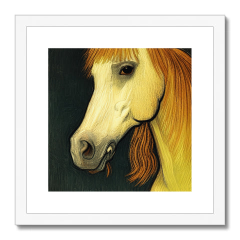 A horse with a taint and a horse face in an art print