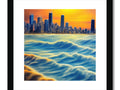 A silver framed print of the Chicago skyline