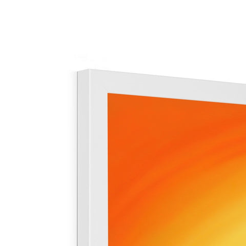 An orange rectangle looking at a TV in front of an orange screen.