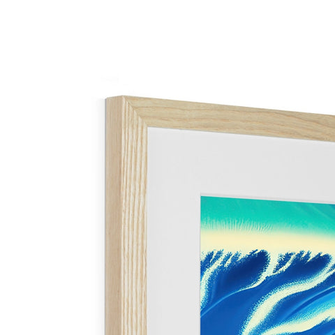 a wooden picture frame with an art print on the side of it