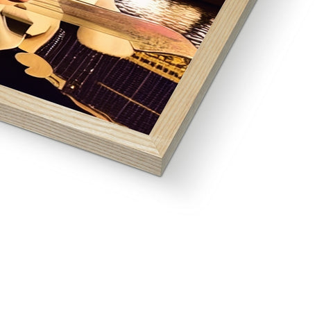 A book with wooden panels on top with a guitar on the cover