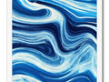 Art print of blue water with waves on it.