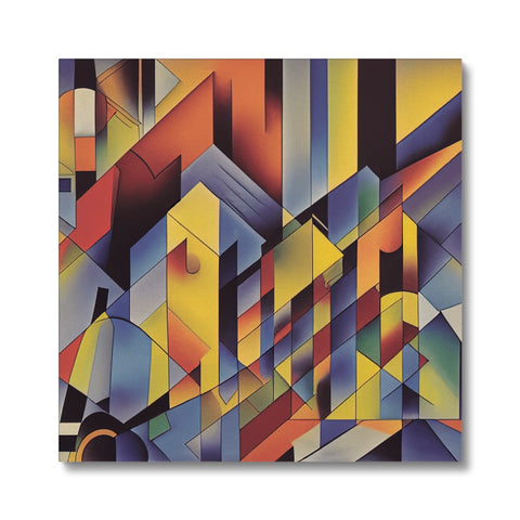 An art print on a square tile with colorful tiles on it.