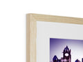 a picture frame with wooden frame holding a white frame and a white background.