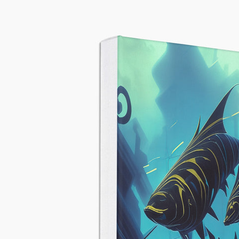 A big fish tank in a book cover with a black background
