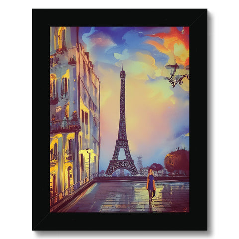 Art print of the famous Paris Eiffel tower standing atop a tree trunk.