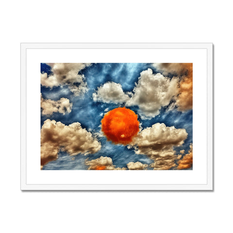 Art print of a sunset at night by a sunset with clouds.