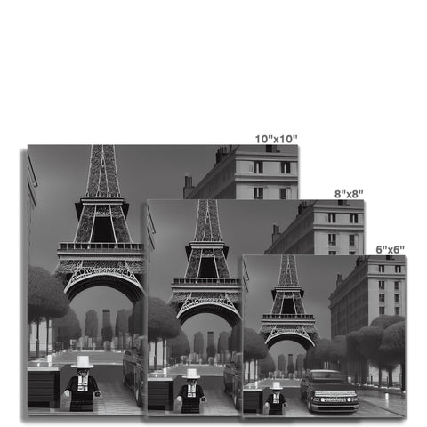 A photograph of a puzzle with 3 different layers near a picture of a building.