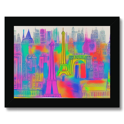 An art print that is showing the skyline of Paris.