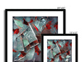 a broken glass, a window, a picture hanging from a picture and art prints on