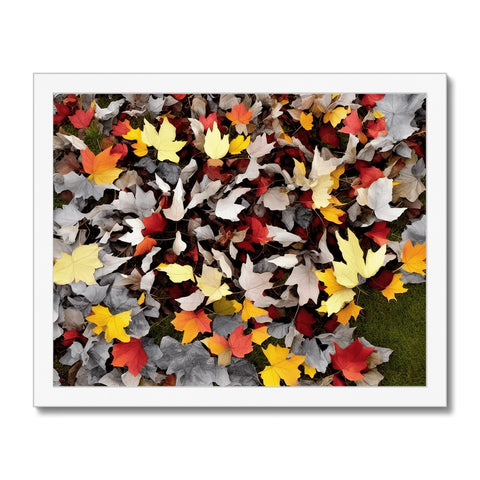 A beautiful display art print close up of autumnal leaves on a leafy leafy