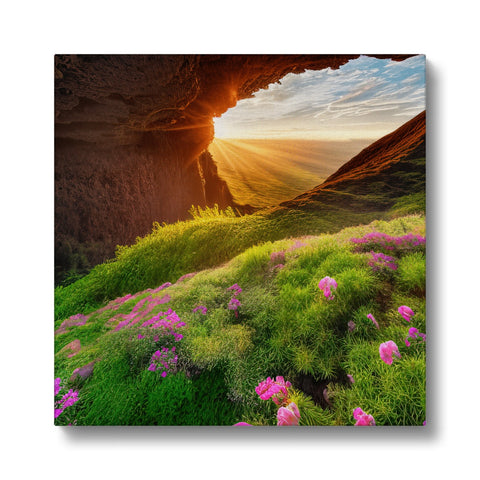 A sunset with colors and grasslands behind a picture.