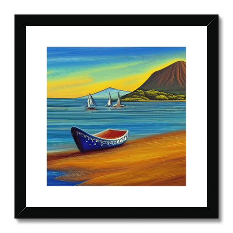 a sailboat on the water with colorful sailboats
