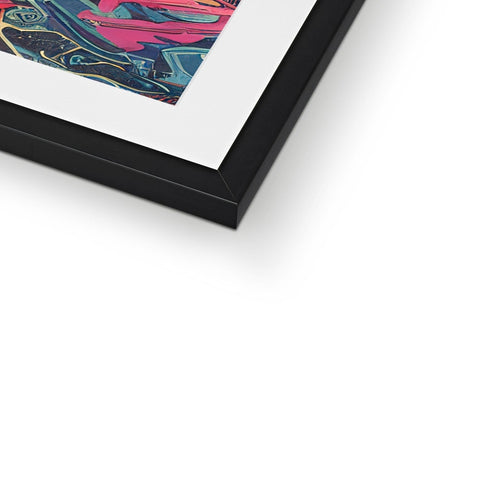 An attractive picture of an art print over a framed image of a woman on a wall