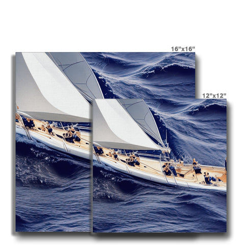 A man in a sailboat sailing by on the water holding a sailboard and an