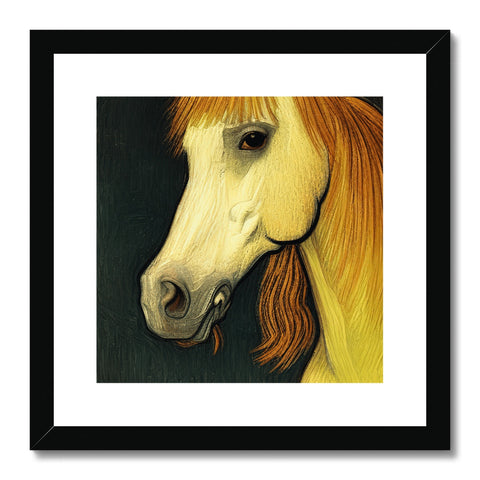 A picture of a horse on a wooden frame on a white background.