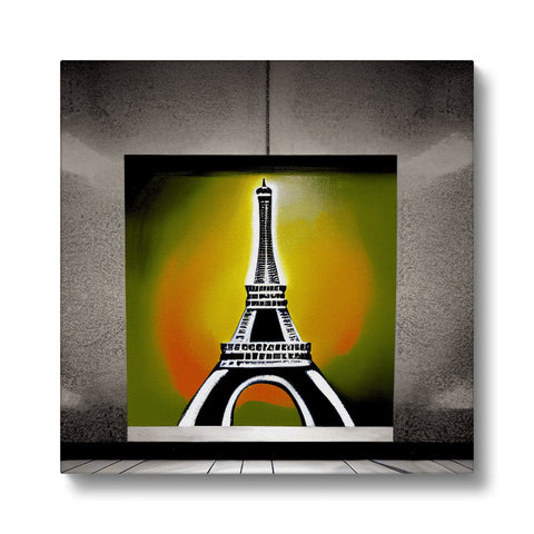 A painting of an image of the Eiffel tower with a white background