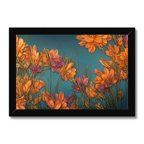 An art print with lots of beautiful lilies on the wall.