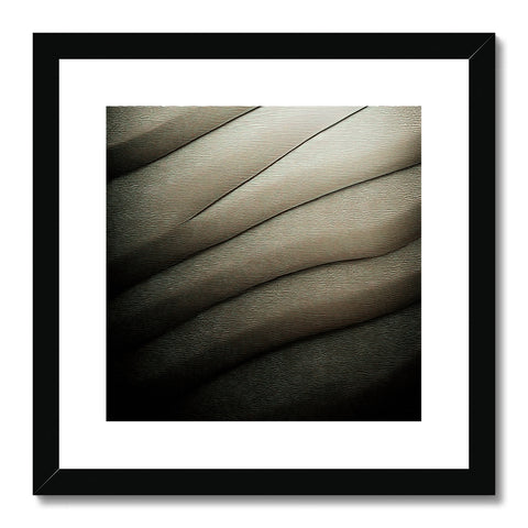 A framed picture of furrowed furrow-streaked skin on a picture frame