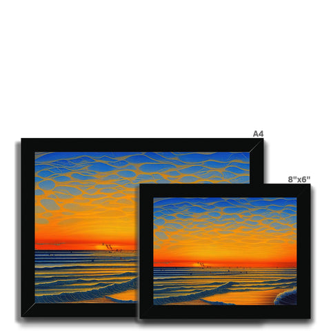 A large colorful picture frame with five picture frames on top of it, all with computer