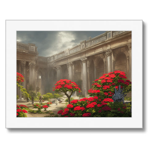 Art print painting with a tropical picture of a flower on a stone wall