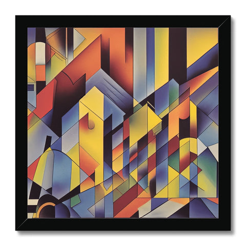 A square art print of a mosaic painting in an office.