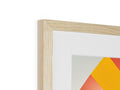 A picture frame on yellow wood is hanging on a frame.