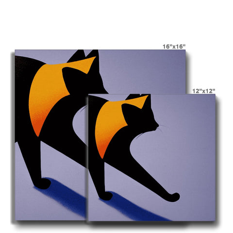 Three kitties standing on a block with a decorative tile border in different colours and