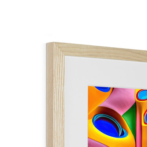 A picture frame with wooden frames with art on both sides of it