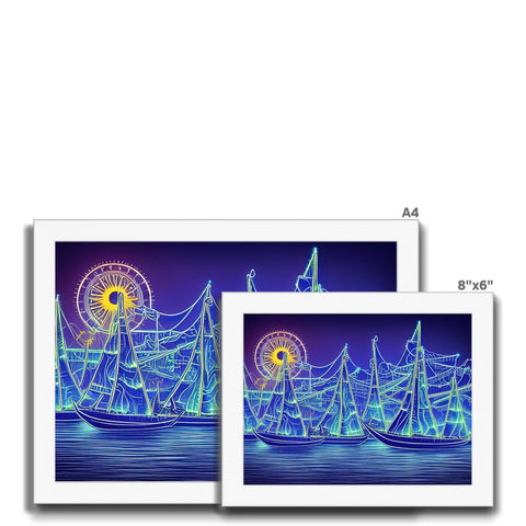 A few sailboats floating on water on a white background.