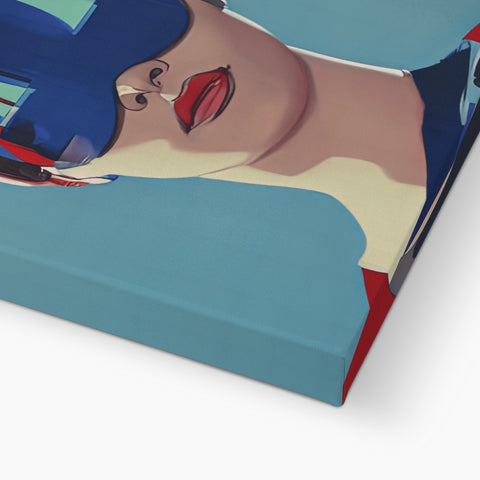 A large red book, signed and numbered by artist, is open to a blue sketch