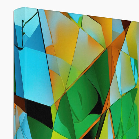 A large book with colorful and abstract images and information printed onto it.