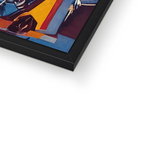 A picture frame with art hanging on it, containing a picture of an image.