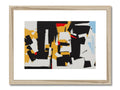 This is a framed print of an abstract painting done and displayed on a wall.