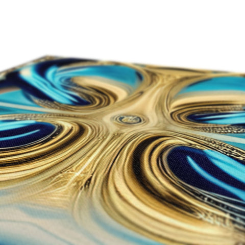 A picture of glass on a plate on top of a table with ocean waves flowing over
