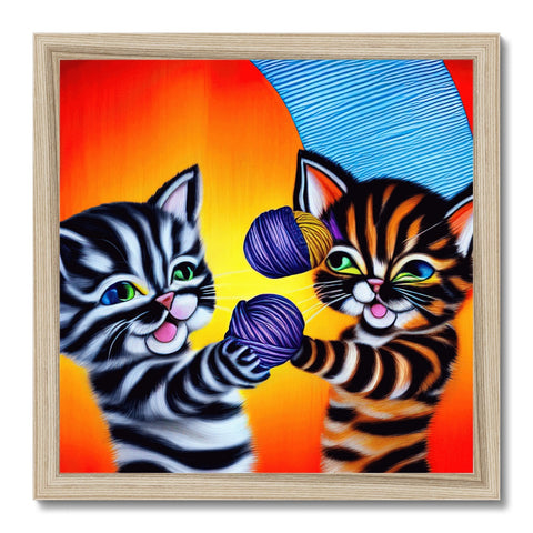 Some orange and black striped cats in frames with a picture.