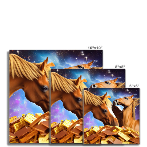 Three brown horses are horse standing next to walls on a roomful of tile.