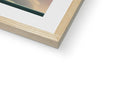 A close up of a wooden picture frame with white background that appears to be a painting