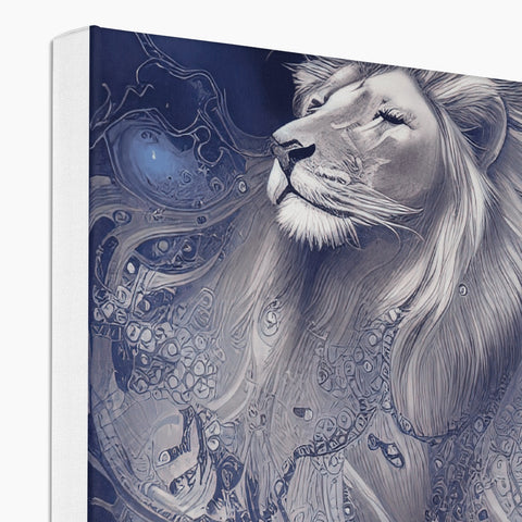Art prints on a book cover resembling a lion sitting on a box.