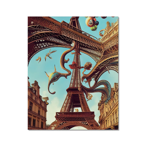 A picture of an art print of the Eiffel Tower in Paris.