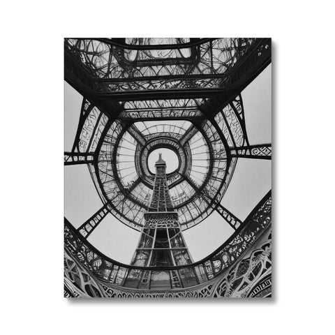 An art print of an Eiffel tower on a frame with a picture of the