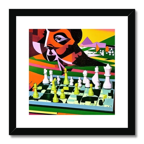 Art prints depicting African chess against an African background on a large board is also on display