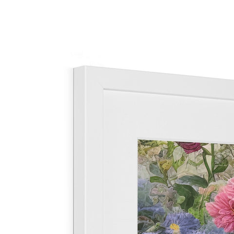 A picture frame with a picture of a flower on the front of it framed upside down