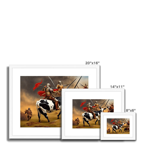 An art photo frame with a single picture of longhorn cattle on each of the